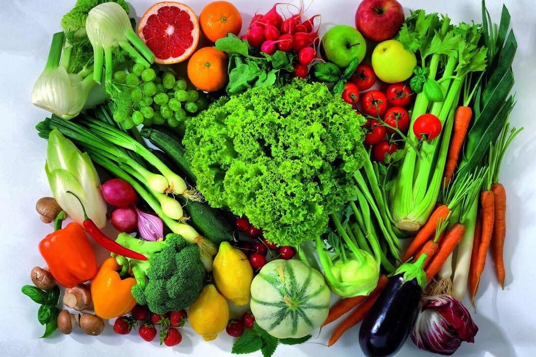 vegetables and fruits on a diet